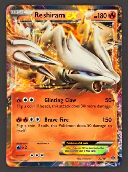 Reshiram EX 22/99 Next Destinies Pokemon Card Ultra Rare Holo Near Mint - Image 1