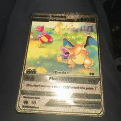 Custom metal Pokemon Charmander, Charmeleon, & Charizard GX Card art display - Image 2