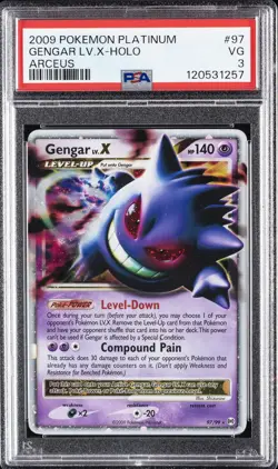 2009 POKEMON PLATINUM ARCEUS #97 GENGAR LV.X-HOLO PSA 3 - Image 1