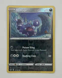 Pokemon - Skorupi - 121/202 - Common - Reverse Holo - Sword & Shield - NM/M - Image 1