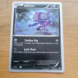 Sableye 62/108 Dark Explorers Pokemon World Championship 2013 Signed Card - Image 1