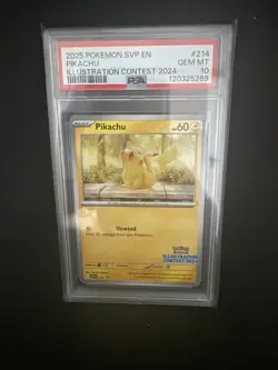 Pokemon TCG Pikachu Card 214 Illustration Contest 2024 PSA GEM MT 10 - Image 1
