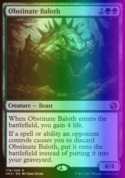 MTG Magic the Gathering Obstinate Baloth (179/256) Iconic Masters LP FOIL - Image 1