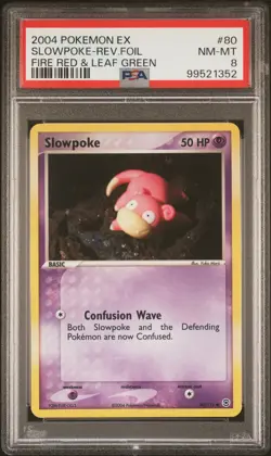 2004 POKEMON EX FIRE RED & LEAF GREEN #80 SLOWPOKE-REVERSE FOIL PSA 8 - Image 1