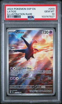 2024 POKEMON SSP EN-SURGING SPARKS ILLUSTRATION RARE #203 LATIOS PSA 10 - Image 1