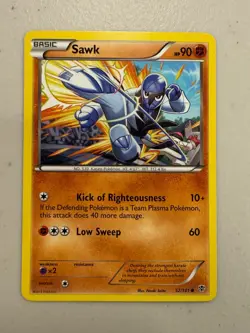 2013 Pokemon Sawk 52/101 Plasma Blast Regular Y2K - Image 1