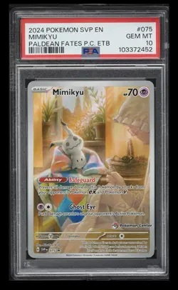 MIMIKYU #075 Pokemon Center Stamped SVP EN-SV BLACK STAR PROMO - PSA 10 - Image 1