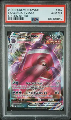2021 POKEMON SWORD & SHIELD FUSION STRIKE #157 FULL ART/GENGAR VMAX PSA 10 - Image 1