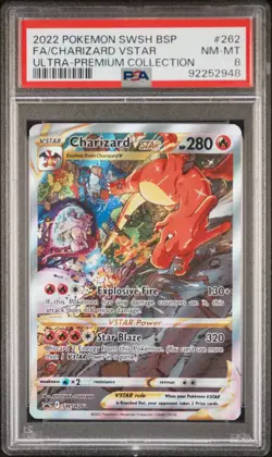 2022 POKEMON SWSH BLACK STAR PROMO #262 FULL ART/CHARIZARD VSTAR PSA 8 - Image 1