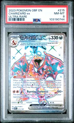2023 POKEMON OBF EN-OBSIDIAN FLAMES ULTRA RARE #215 CHARIZARD EX PSA 8 - Image 1