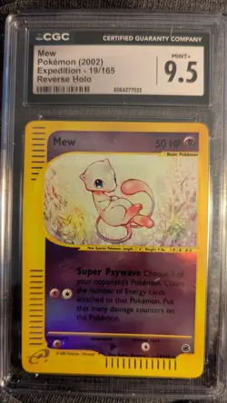 Mew 19/165 Expedition - Reverse Holo Rare Pokemon Card CGC 9.5 MINT+ - Image 1