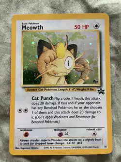 Black Star Promo Holographic MEOWTH Pokemon Card TCG 1999 - Image 1