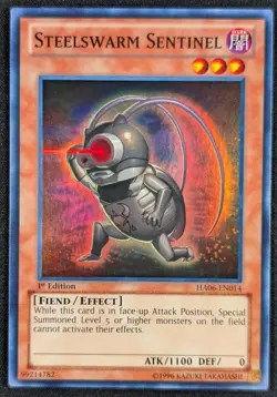 Steelswarm Sentinel 1996 1st Edition Super Rare Holo Yugioh Card HA06-EN014 (NM) - Image 1