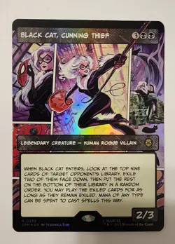 Mtg Spider-Man Black Cat, Cunning Thief Borderless NM Foil - Image 1