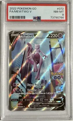 2022 Pokemon GO TCG Full Art Mewtwo V 072/078 PSA 8 NM-MT Go Alternate Art - Image 3