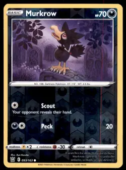 Pokemon TCG Murkrow Sword & Shield - Battle Styles #93 Holo Reverse - Image 1