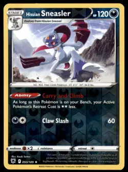 Pokemon TCG Hisuian Sneasler Sword & Shield - Astral Radiance #93 Holo Reverse - Image 1