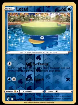 Pokemon TCG Lotad Sword & Shield - Evolving Skies #32 Holo Reverse - Image 1