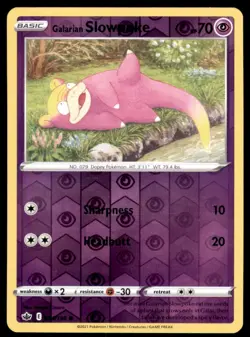 Pokemon TCG Galarian Slowpoke Sword & Shield - Chilling Reign #54 Holo Reverse - Image 1