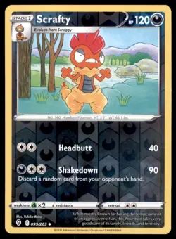 Pokemon TCG Scrafty Sword & Shield - Evolving Skies #99 Holo Reverse - Image 1