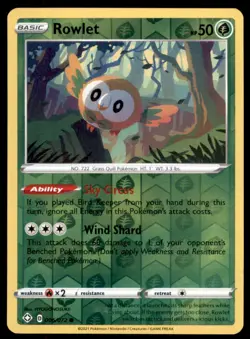 Pokemon TCG Rowlet Sword & Shield - Shining Fates #6 Holo Reverse - Image 1