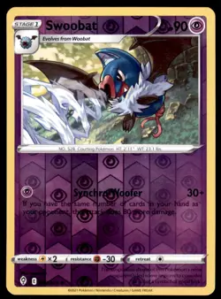 Pokemon TCG Swoobat Sword & Shield - Evolving Skies #69 Holo Reverse - Image 1