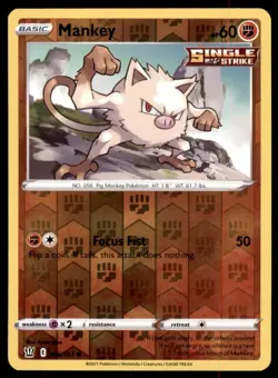 Pokemon TCG Mankey Sword & Shield - Battle Styles #66 Holo Reverse - Image 1