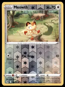 Pokemon TCG Meowth Sword & Shield - Fusion Strike #199 Holo Reverse - Image 1