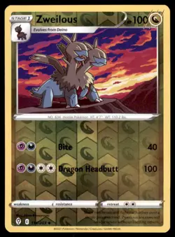 Pokemon TCG Zweilous Sword & Shield - Evolving Skies #114 Holo Reverse - Image 1