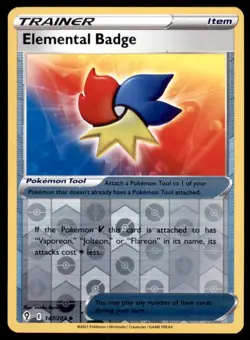 Pokemon TCG Elemental Badge Sword & Shield - Evolving Skies #147 Holo Reverse - Image 1