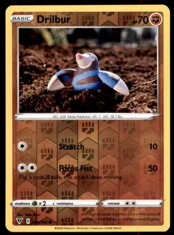 Pokemon TCG Drilbur Sword & Shield - Vivid Voltage #91 Holo Reverse - Image 1