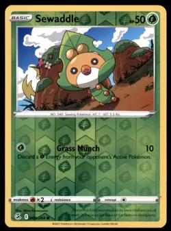 Pokemon TCG Sewaddle Sword & Shield - Fusion Strike #9 Holo Reverse - Image 1