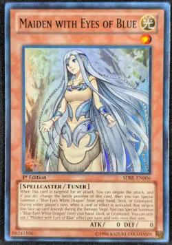Maiden with Eyes of Blue 1996 1st Edition Super Rare Holo Yugioh SDBE-EN006 (NM) - Image 1