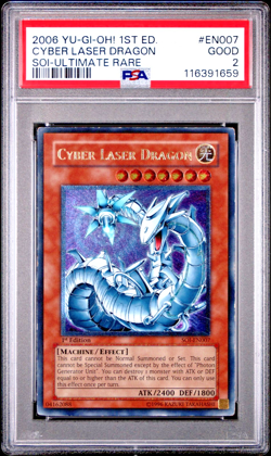 PSA 2 1ST EDITION ULTIMATE RARE Cyber Laser Dragon SOI-EN007 YUGIOH - Image 1