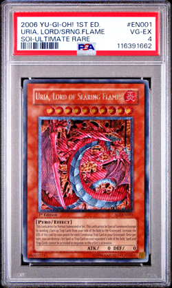 PSA 4 1ST EDITION ULTIMATE RARE Uria Lord of Searing Flames SOI-EN001 YUGIOH - Image 1