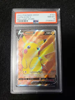 PSA 8 Pikachu V 157/172 Brilliant Stars Holo Rare Pokemon Card - Image 1