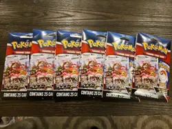 Lot of 6 Pokemon TCG Packs with 1 Foil Card Guaranteed 2024 Sealed 25 cards each - Image 1
