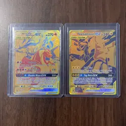 Pokemon Reshiram & Charizard / Pikachu & Zekrom GX Tag Team Gold Promo Card Set - Image 1