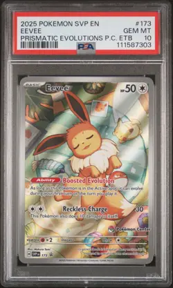 2025 POKEMON SVP EN-PRISMATIC EVOLUTIONS POKEMON CENTER ETB PROMO EEVEE PSA 10 - Image 1