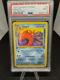 Pokemon Kingler Fossil 1st Edition #38 PSA 9 Mint - Image 1