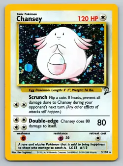 Pokemon TCG Chansey Base Set 2 - 3/130 Unlimited Holo Rare Vintage WOTC LP - Image 1