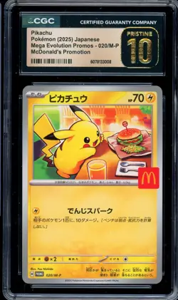 CGC 10 PRISTINE Pokemon Pikachu 020/M-P McDonald's Promo Japanese 2025 US SELLER - Image 1