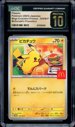 CGC 10 PRISTINE Pokemon Pikachu 020/M-P McDonald's Promo Japanese 2025 US SELLER - Image 1