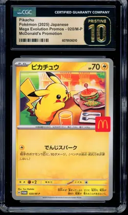 CGC 10 PRISTINE Pokemon Pikachu 020/M-P McDonald's Promo Japanese 2025 US SELLER - Image 1
