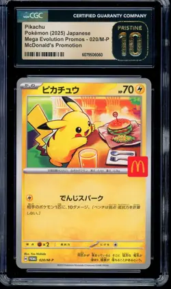 CGC 10 PRISTINE Pokemon Pikachu 020/M-P McDonald's Promo Japanese 2025 US SELLER - Image 1