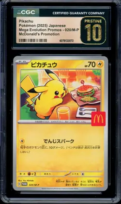 CGC 10 PRISTINE Pokemon Pikachu 020/M-P McDonald's Promo Japanese 2025 US SELLER - Image 1