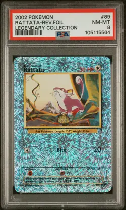 2002 POKEMON LEGENDARY COLLECTION #89 RATTATA-REVERSE FOIL PSA 8 - Image 1