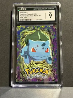 CGC 9 BULBASAUR #E1 1999 Topps Pokemon Movie Edition First Print Blue Logo Rare! - Image 1