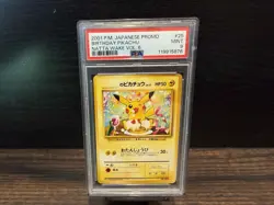 2001 POKEMON JAPANESE PROMO #25 BIRTHDAY PIKACHU NATTA WAKE VOL. 6 PSA 9 - Image 1
