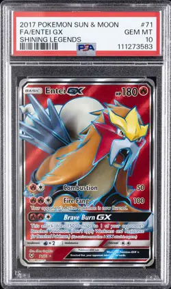 2017 POKEMON SUN & MOON SHINING LEGENDS #71 FULL ART/ENTEI GX PSA 10 - Image 1